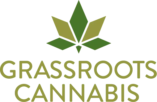 Grassroots Cannabis logo with a green leaf, representing cannabis products and natural health solutions.