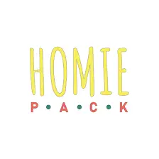 Homie Pack Logo with Yellow and Red Text - Custom Packaging Solutions Branding Image