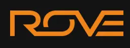 Rove logo in orange on black background, representing the brand's modern and sleek design identity.