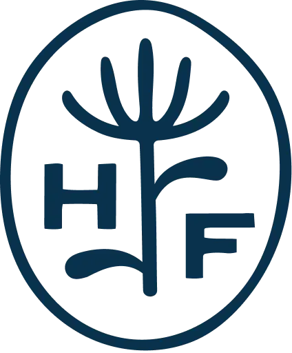 Company logo featuring stylized tree inside circle with letters H and F, representing sustainability and growth.