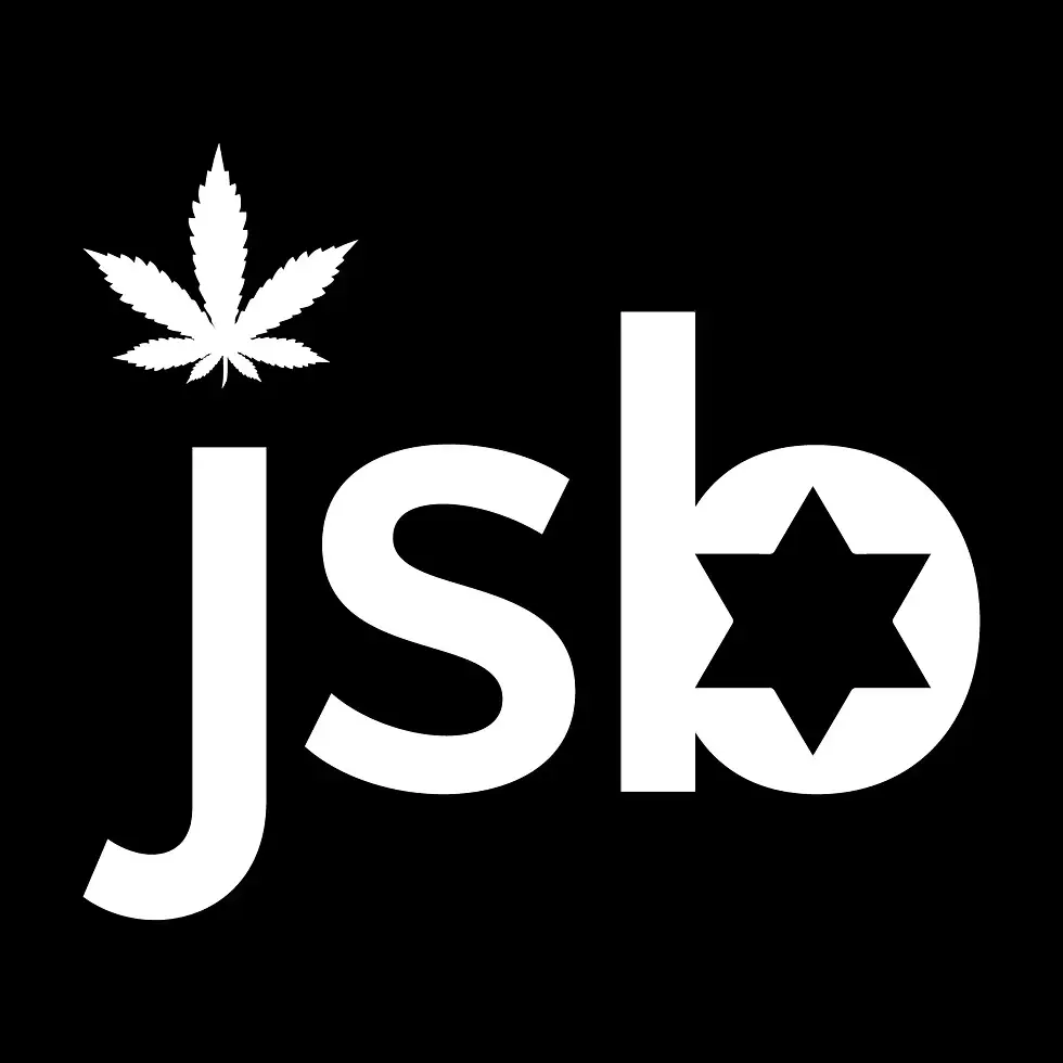 JSB logo featuring a star symbol and cannabis leaf on a black background for branding and marketing.